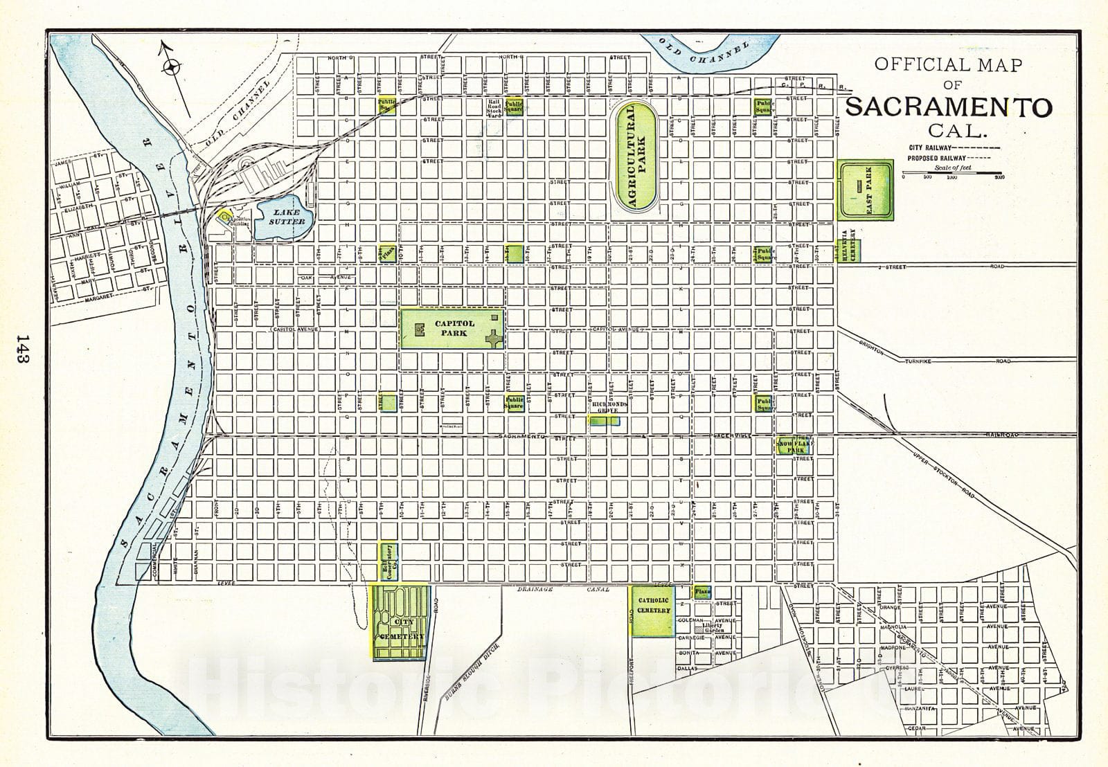 Historic Map : 1898 Official Map of Sacramento, Cal. : Vintage Wall Art