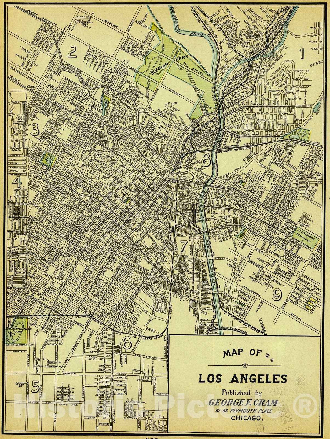 Historic Map : 1907 Map of Los Angeles : Vintage Wall Art