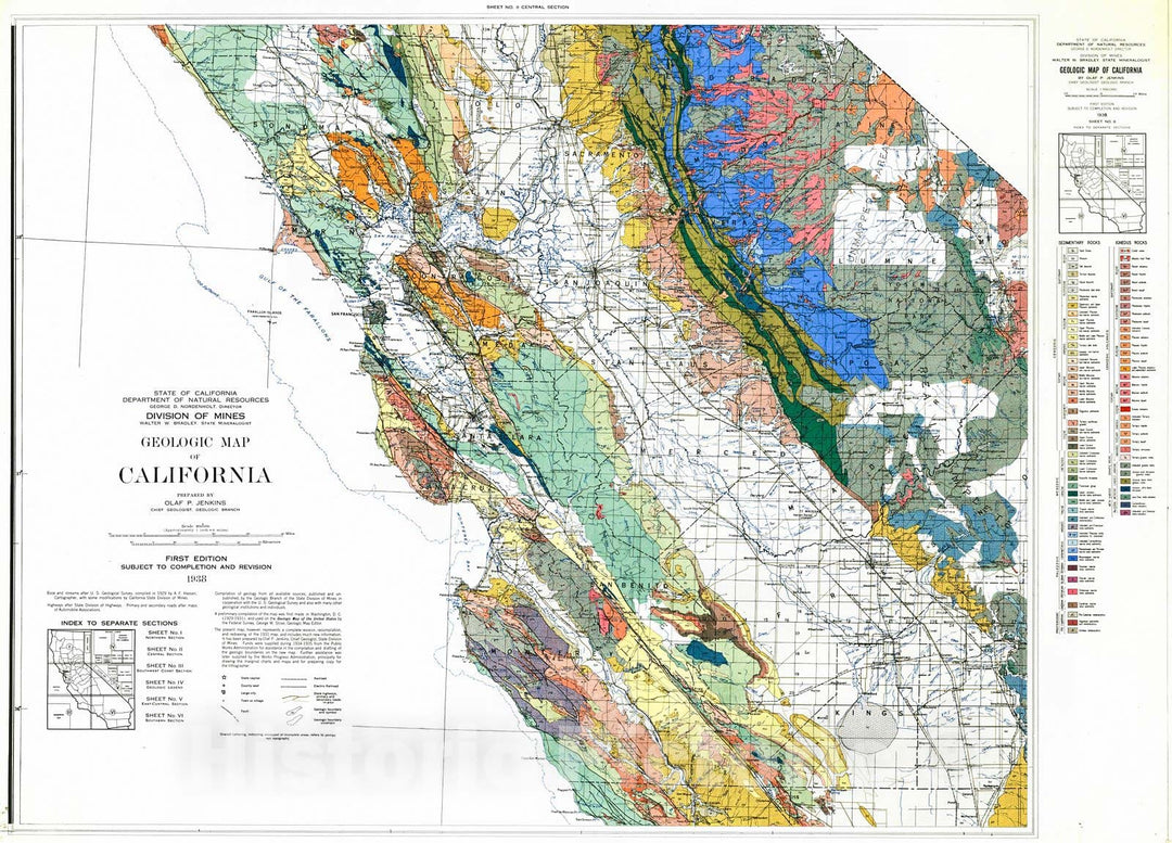 Historic Map : 1940 State of California : Vintage Wall Art