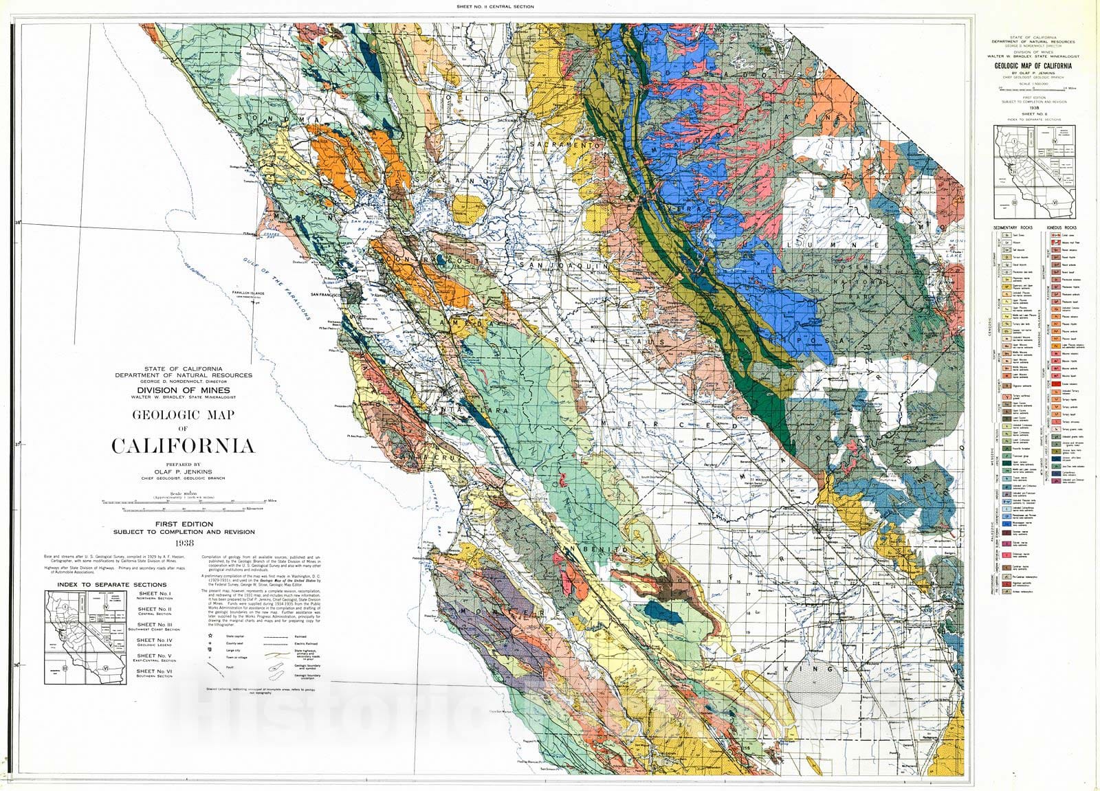 Historic Map : 1940 State of California : Vintage Wall Art