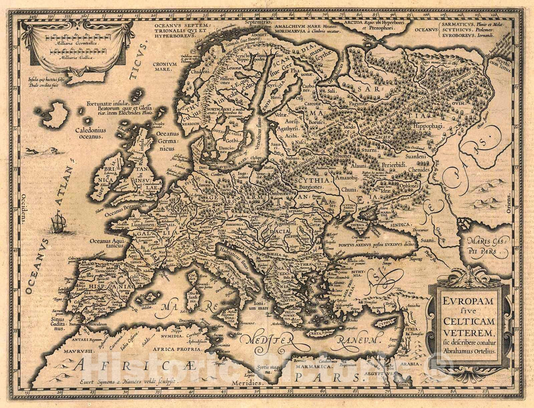 Historic Map : 1638 Europe Sive Celticam Veterem : Vintage Wall Art