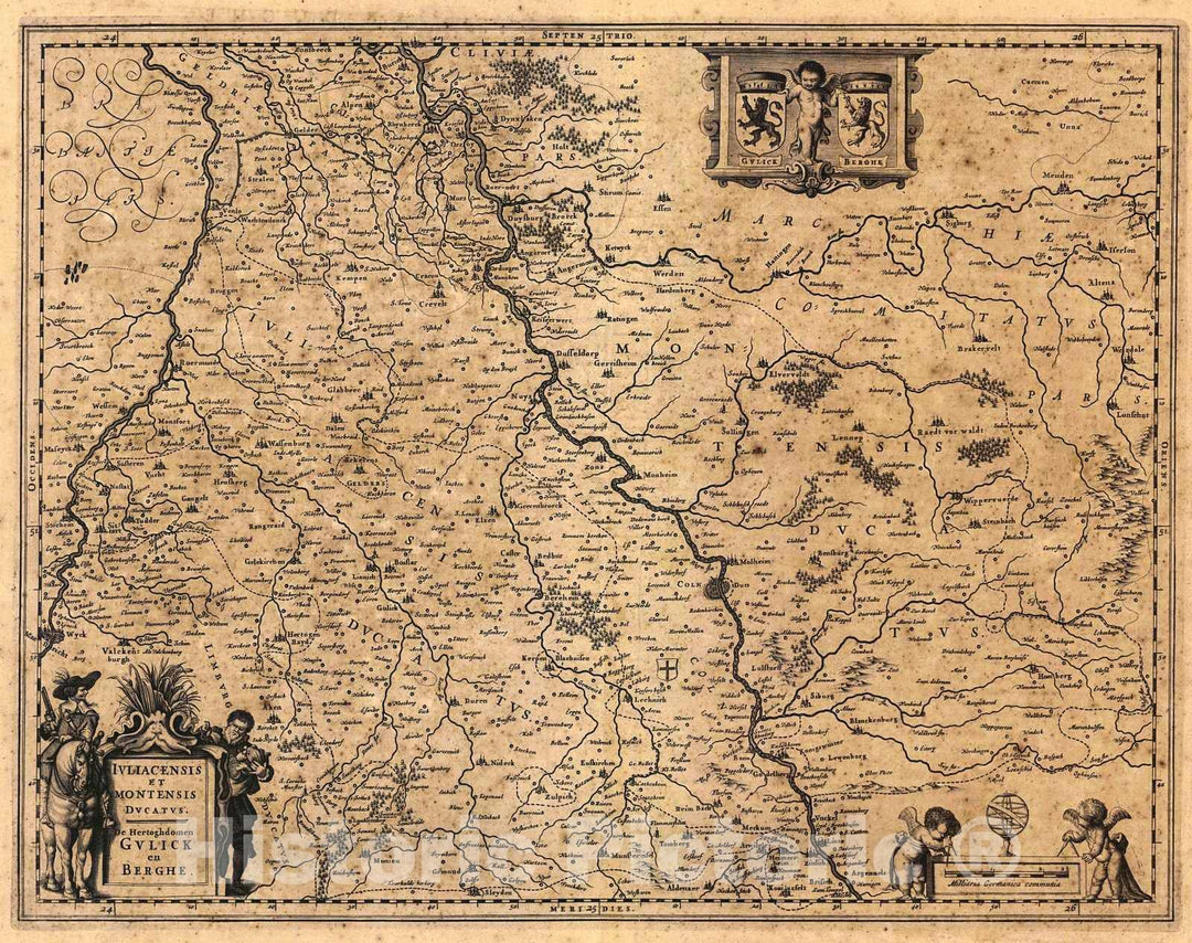 Historic Map : 1645 Iuliacensis et Montensis Ducatus [Duchy of Julich and Berg, Germany] : Vintage Wall Art