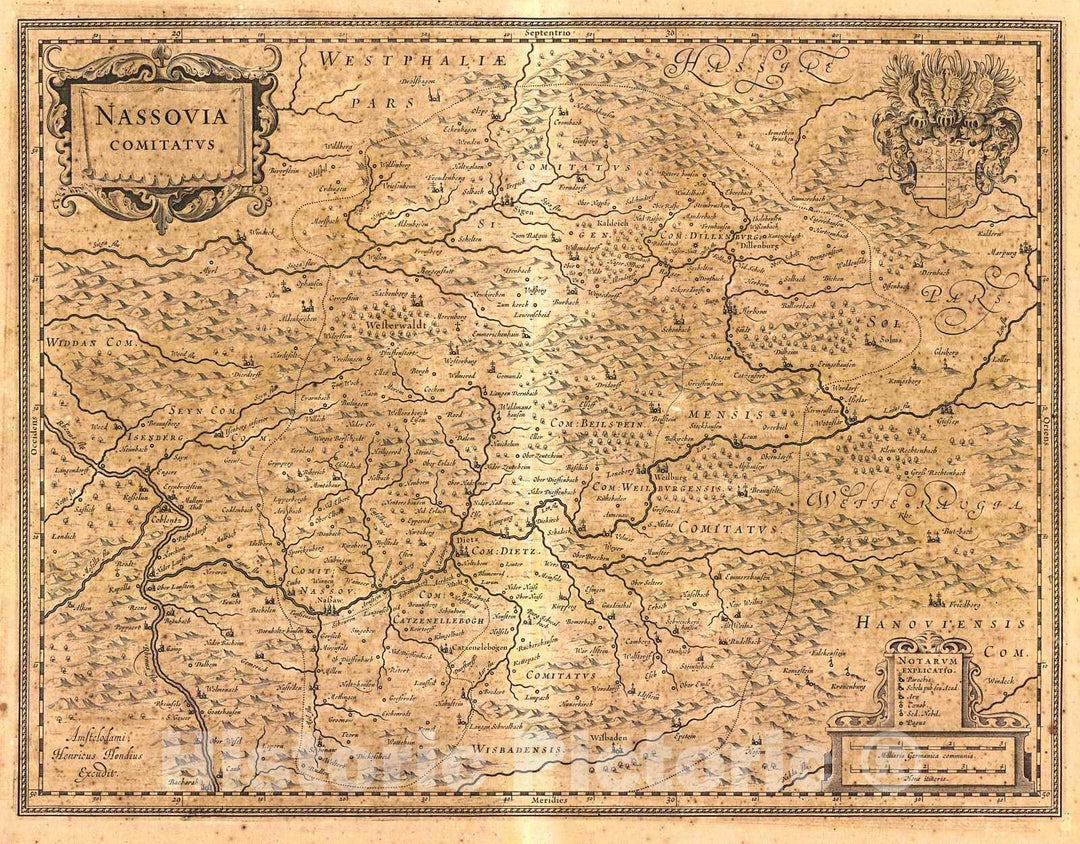 Historic Map : 1650 Nassovia Comitatus (Germany) : Vintage Wall Art