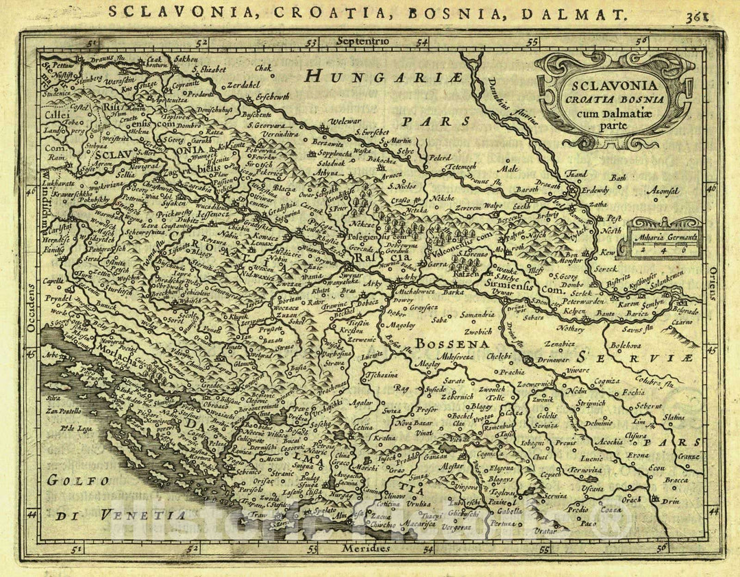 Historic Map : 1651 Sclavonia, Croatia, Bosnia cum Dalmatiae parte : Vintage Wall Art