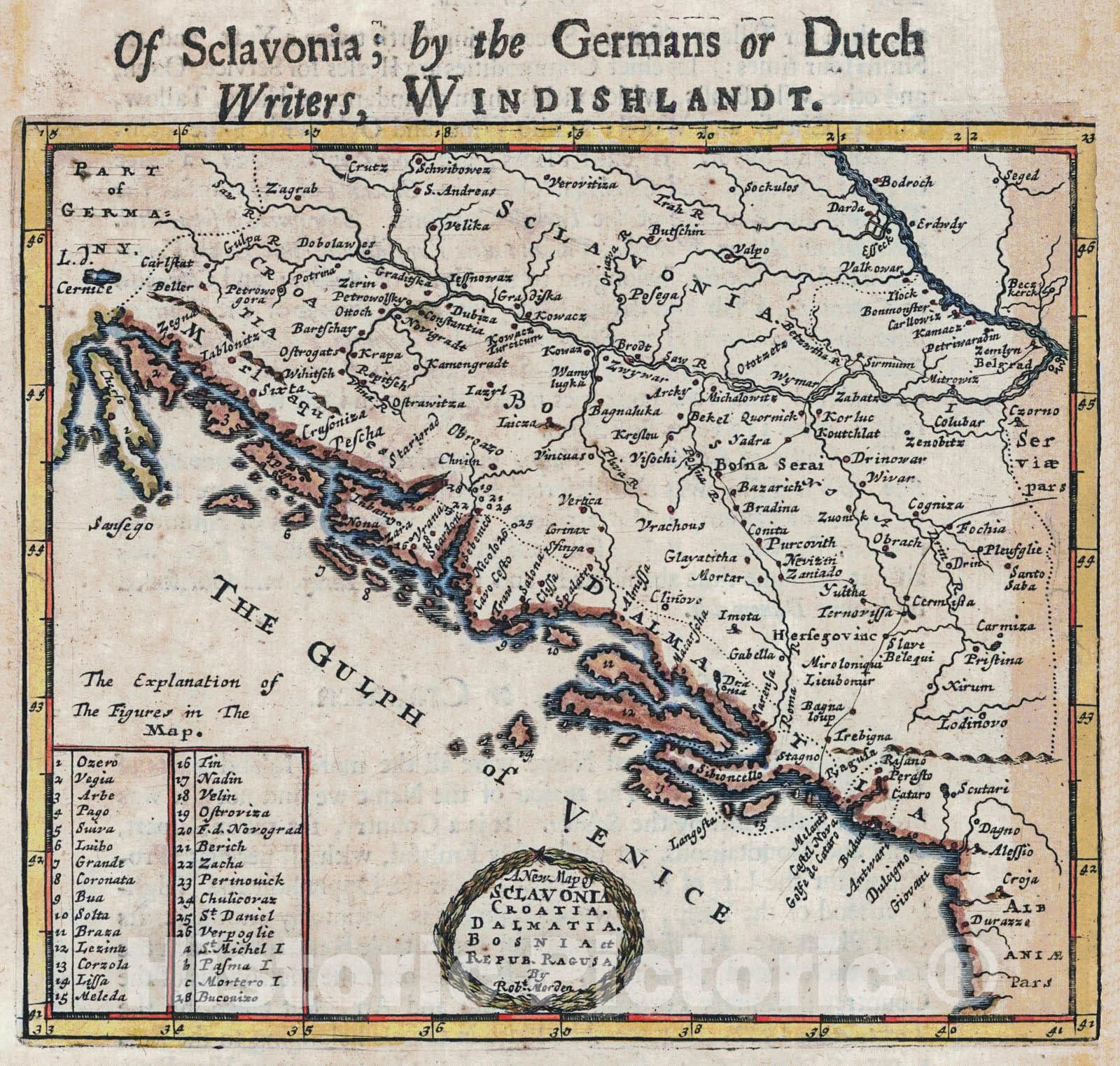 Historic Map : 1695 A new map of Sclavonia, Croatia, Dalmatia, Bosnia et Repub. Ragusa : Vintage Wall Art