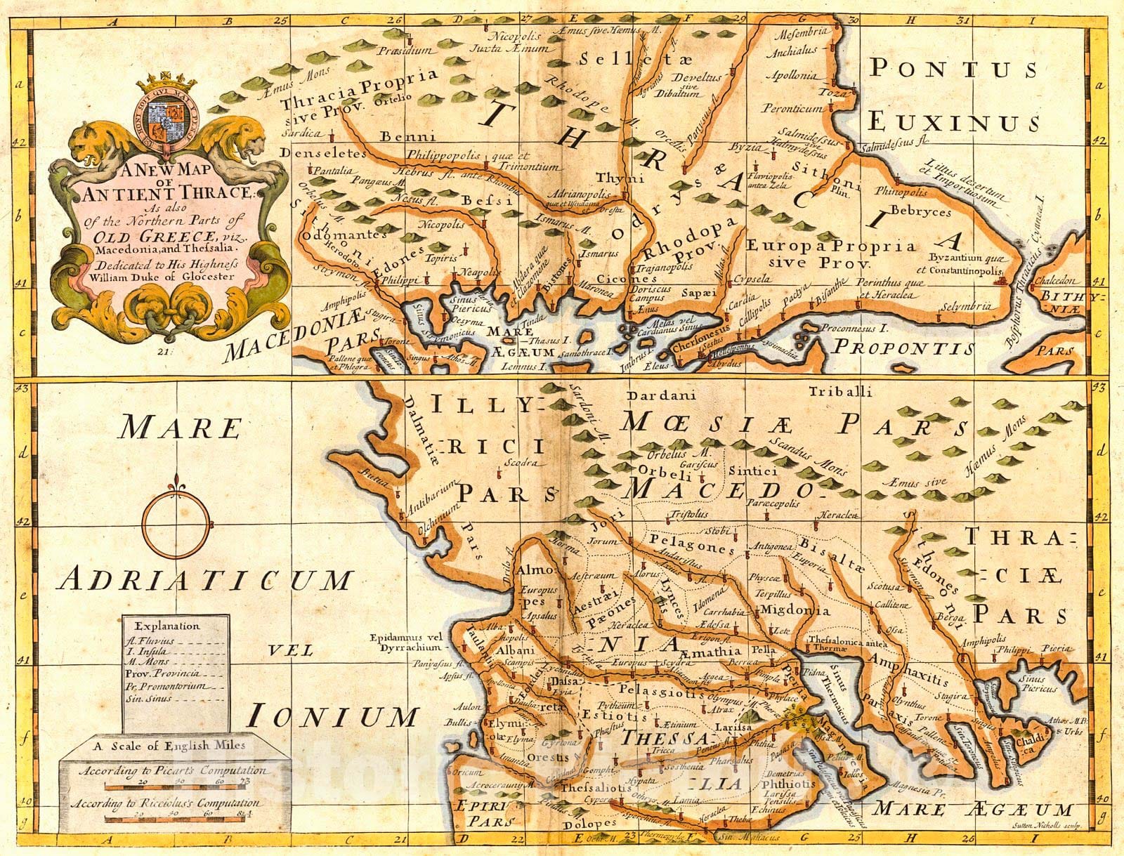 Historic Map : 1718 A New Map of Antient Thrace: As also of the Northern Parts of Old Greece : Vintage Wall Art