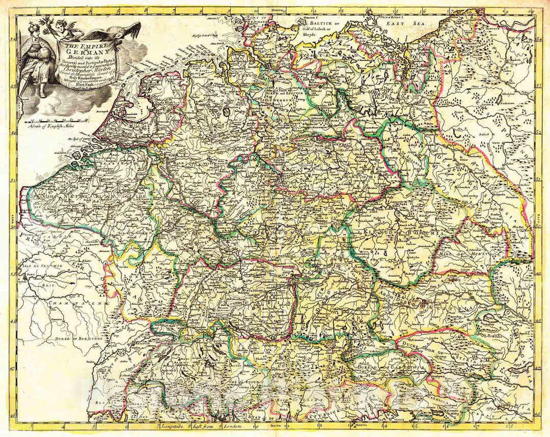 Historic Map : 1721 The Empire of Germany: divided into its general and particular parts : Vintage Wall Art