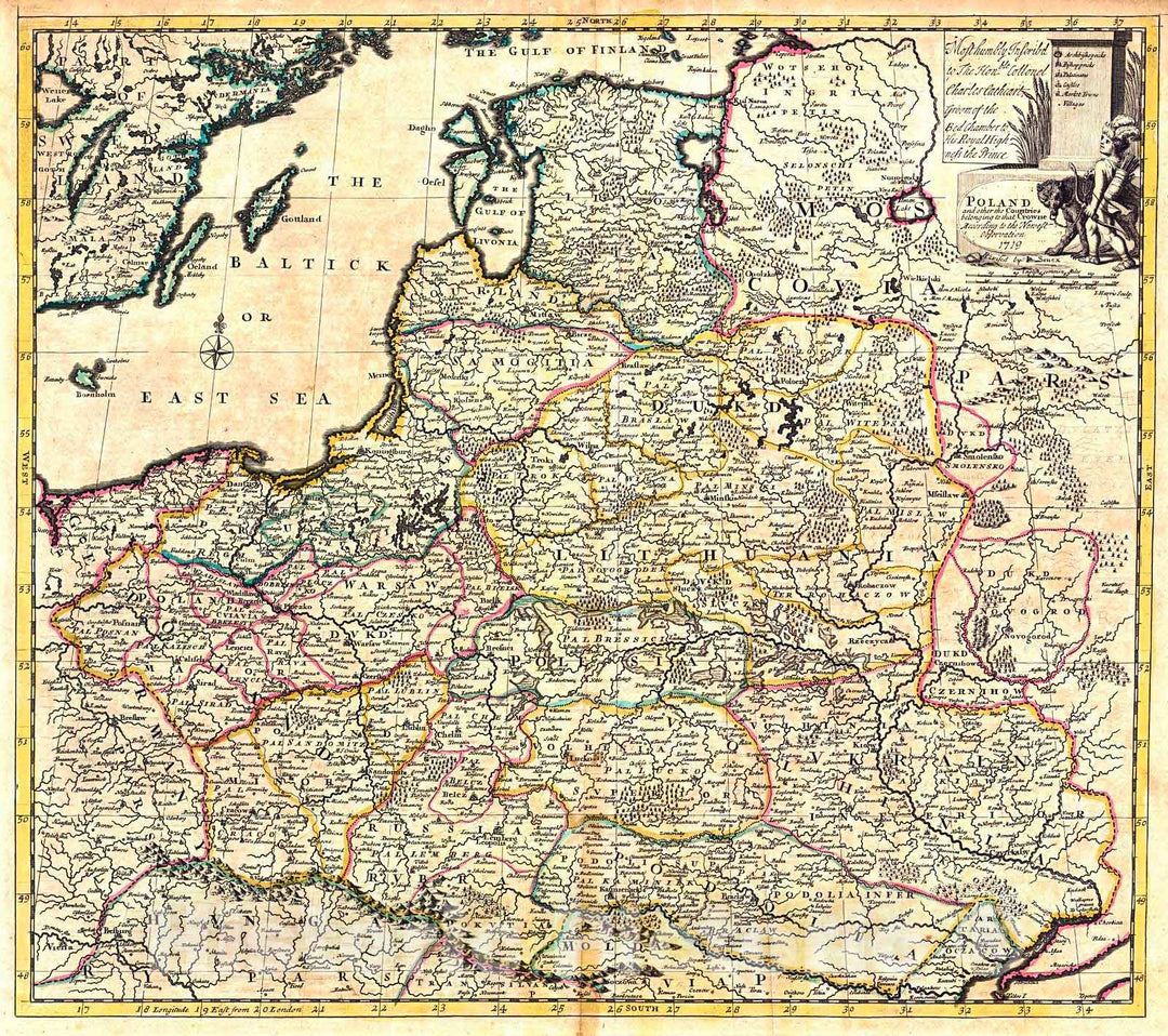 Historic Map : 1721 Poland and other countries belonging to that crowne : Vintage Wall Art