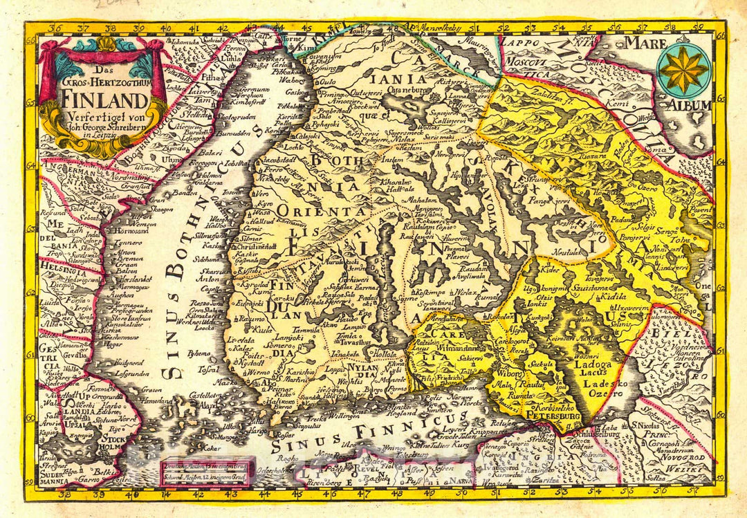 Historic Map : 1749 Das Gros Hertzogthum Finland : Vintage Wall Art