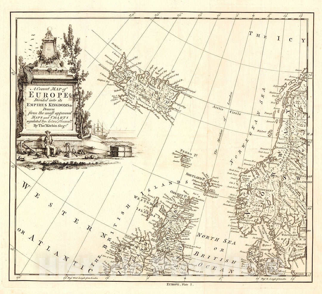 Historic Map : 1760 A Correct Map of Europe Divided into its Empires, Kingdoms : Vintage Wall Art