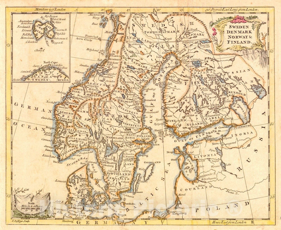 Historic Map : 1760 Sweden, Denmark, Norway, & Finland : Vintage Wall Art