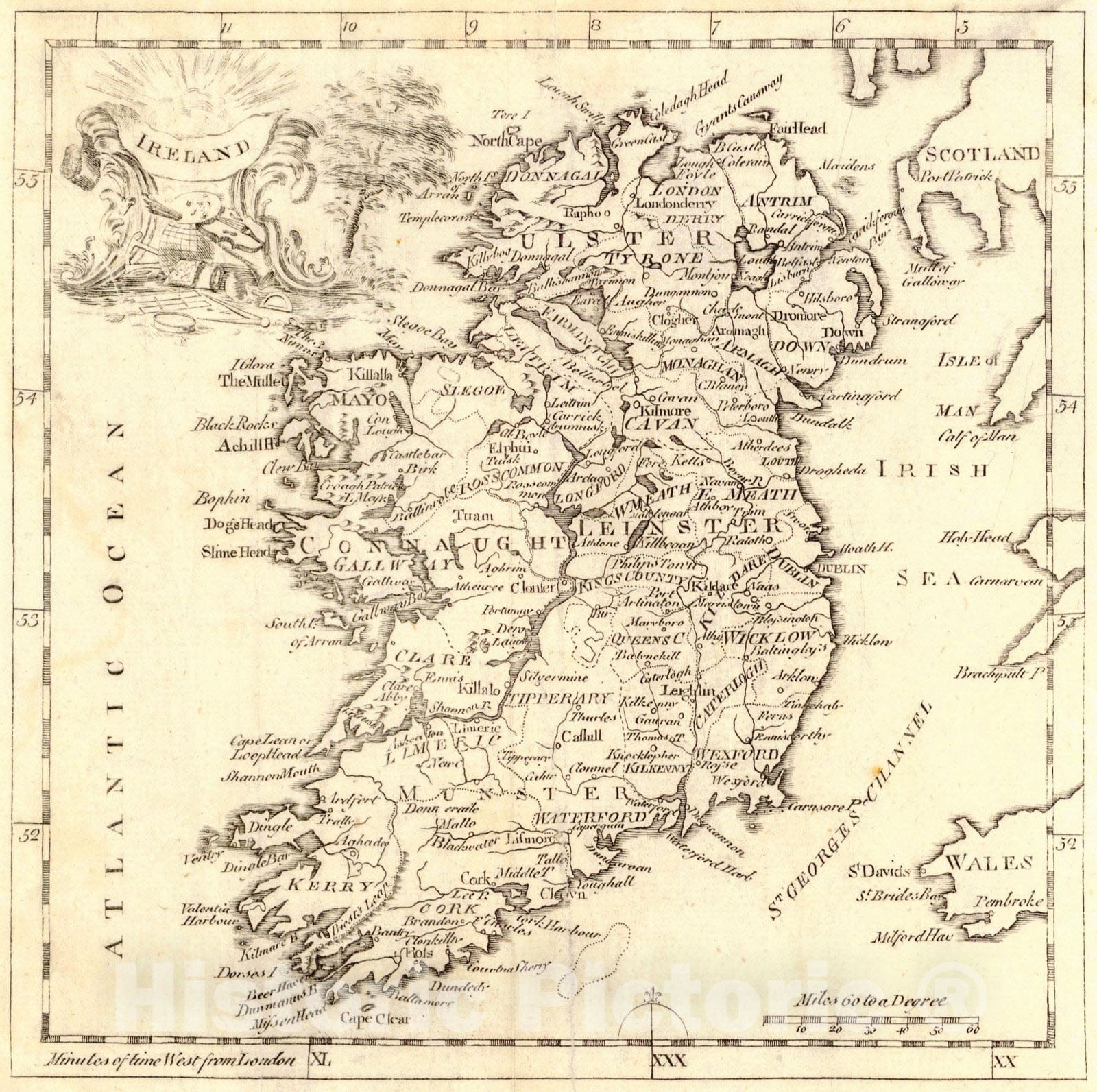 Historic Map : 1762 Ireland : Vintage Wall Art