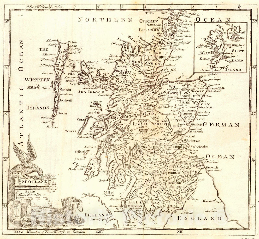 Historic Map : 1762 Scotland : Vintage Wall Art