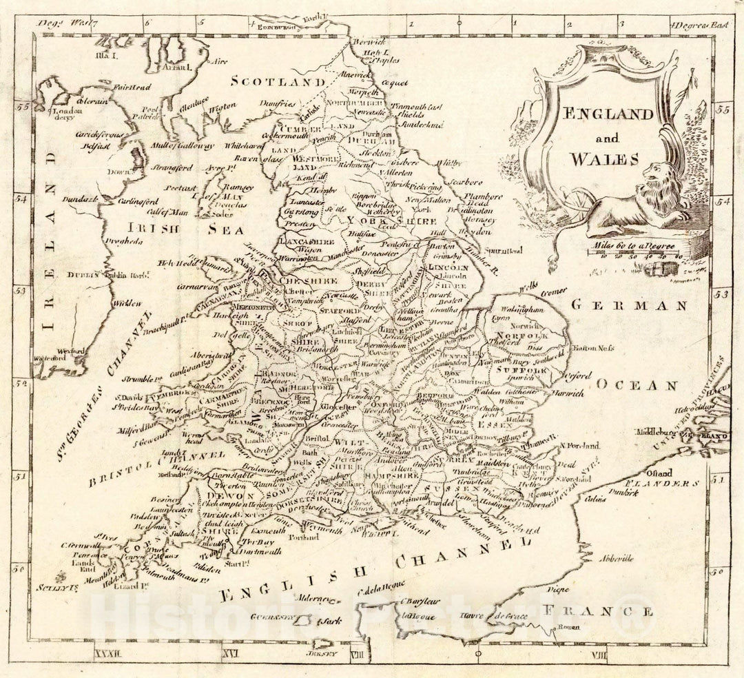 Historic Map : 1762 England and Wales : Vintage Wall Art