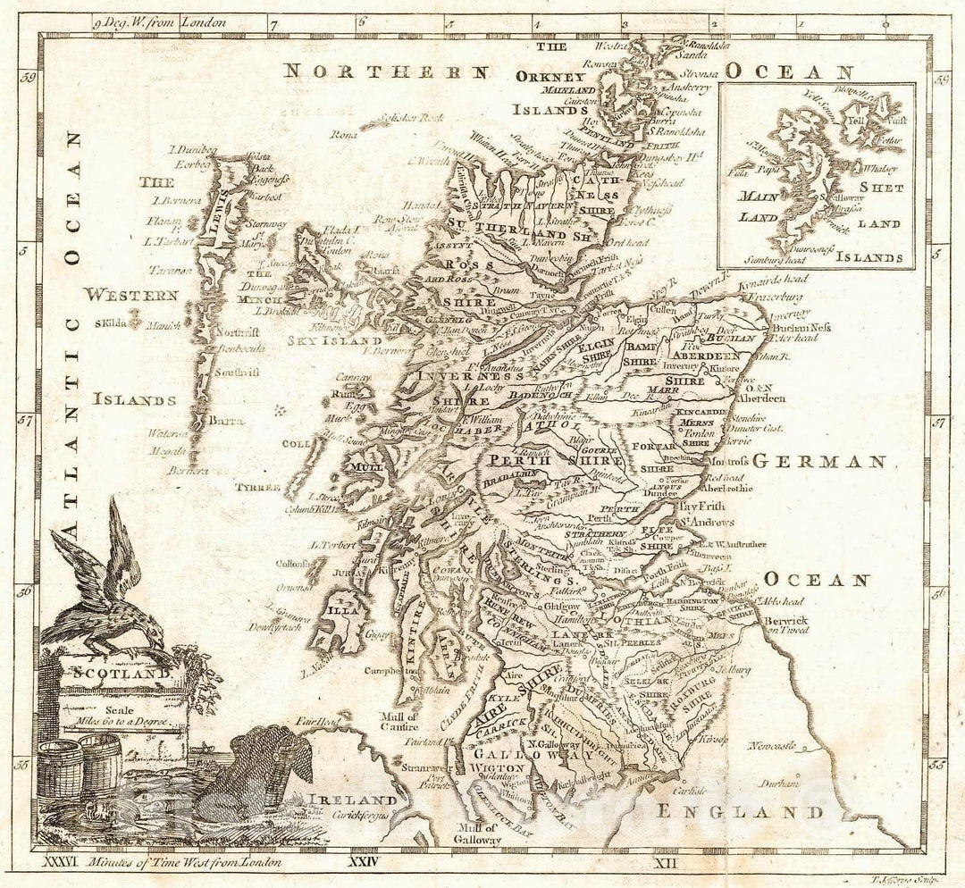 Historic Map : 1763 Scotland : Vintage Wall Art