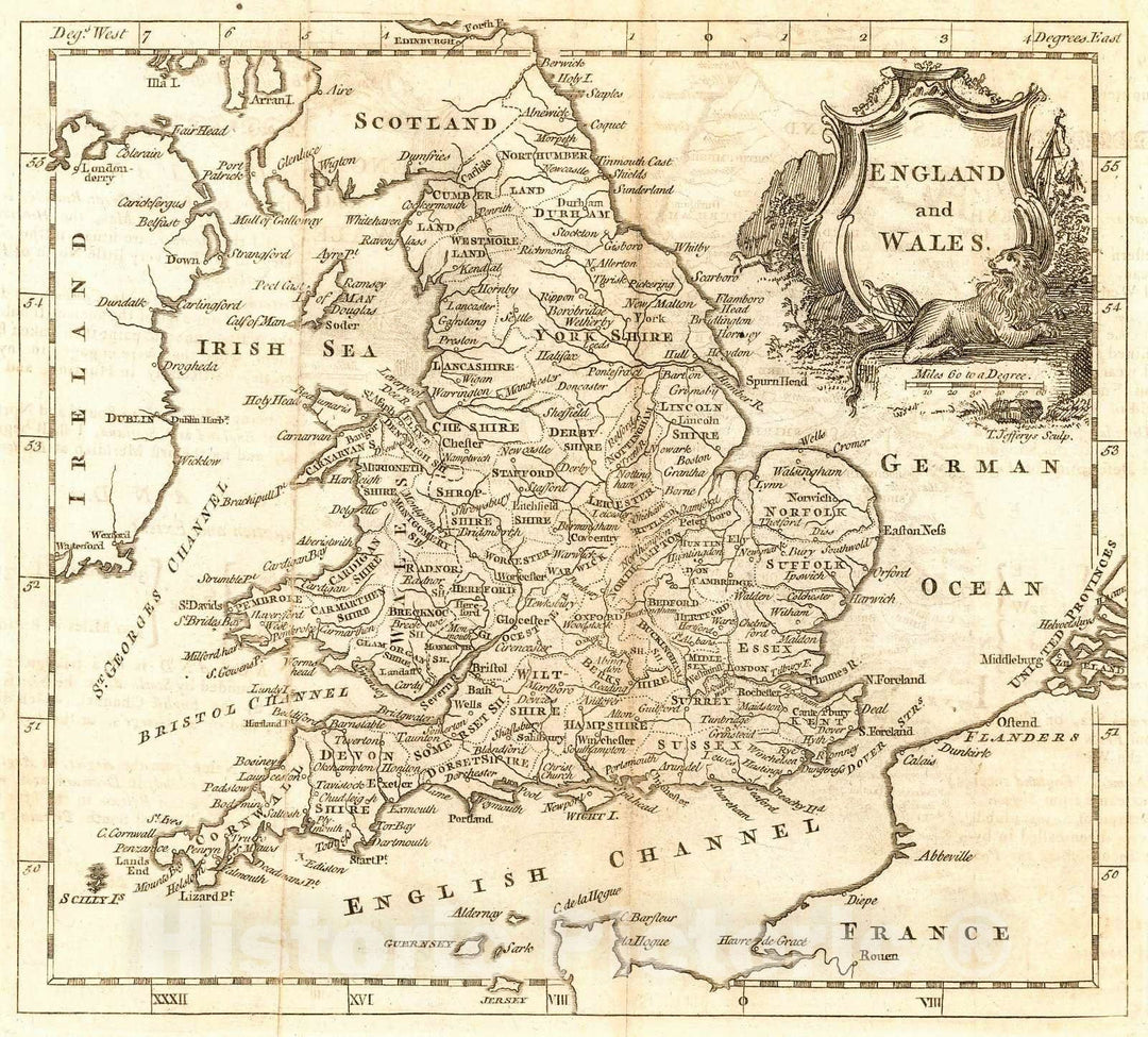 Historic Map : 1763 England and Wales : Vintage Wall Art