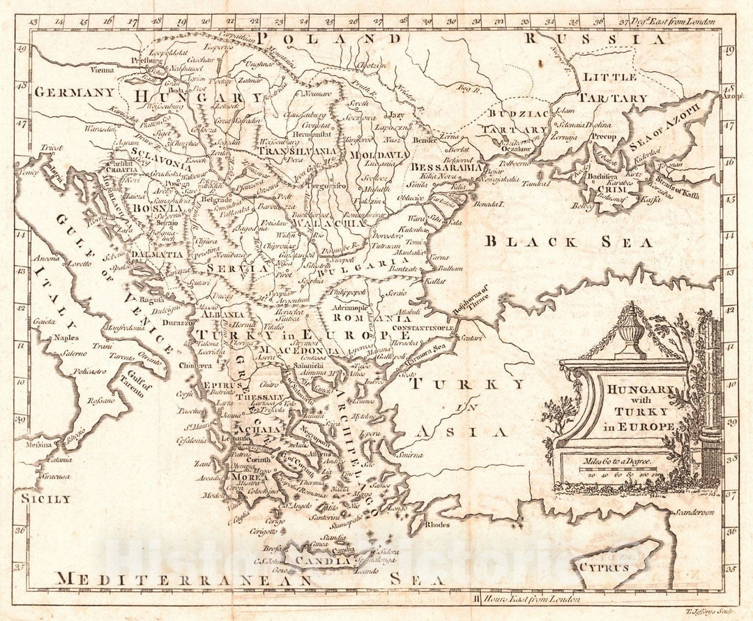 Historic Map : 1763 Hungary with Turkey in Europe : Vintage Wall Art