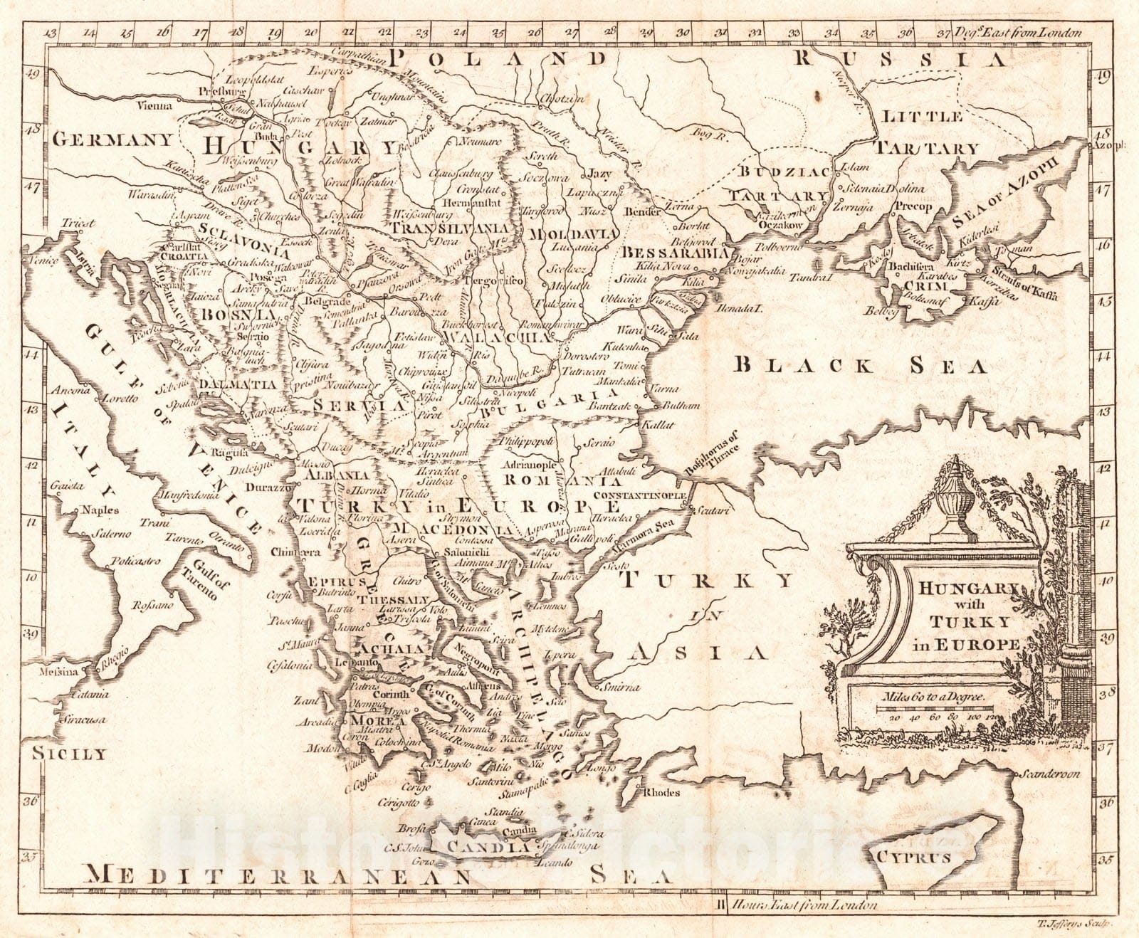 Historic Map : 1763 Hungary with Turkey in Europe : Vintage Wall Art