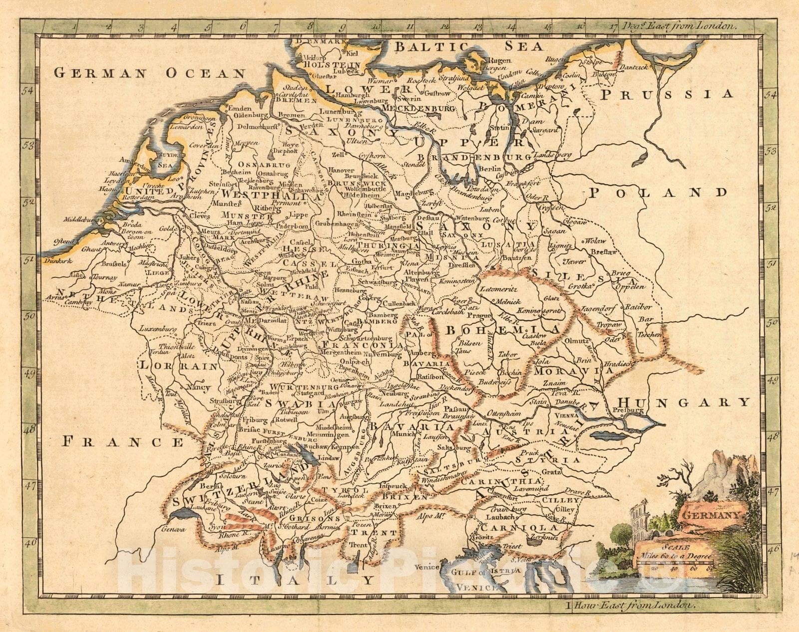 Historic Map : 1763 Germany : Vintage Wall Art