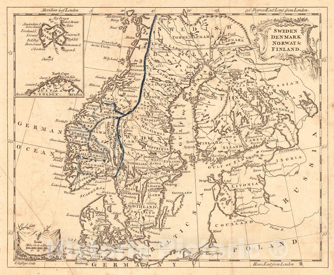 Historic Map : 1763 Sweden, Denmark, Norway, & Finland : Vintage Wall Art