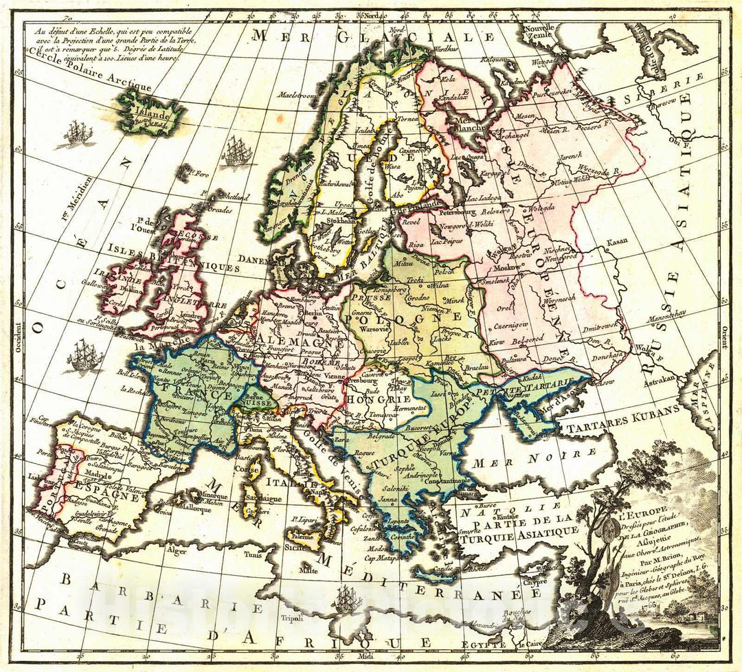 Historic Map : 1766 L'Europe : Vintage Wall Art