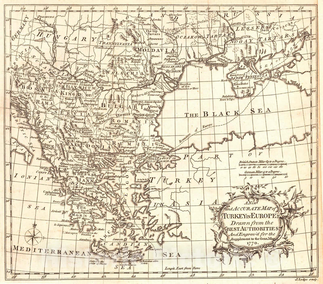 Historic Map : 1770 A New and Accurate Map of Turkey in Europe, Drawn from the Best Authorities : Vintage Wall Art