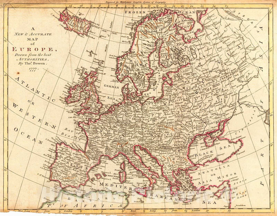 Historic Map : 1777 A New & Accurate Map of Europe, Drawn from the best Authorities : Vintage Wall Art