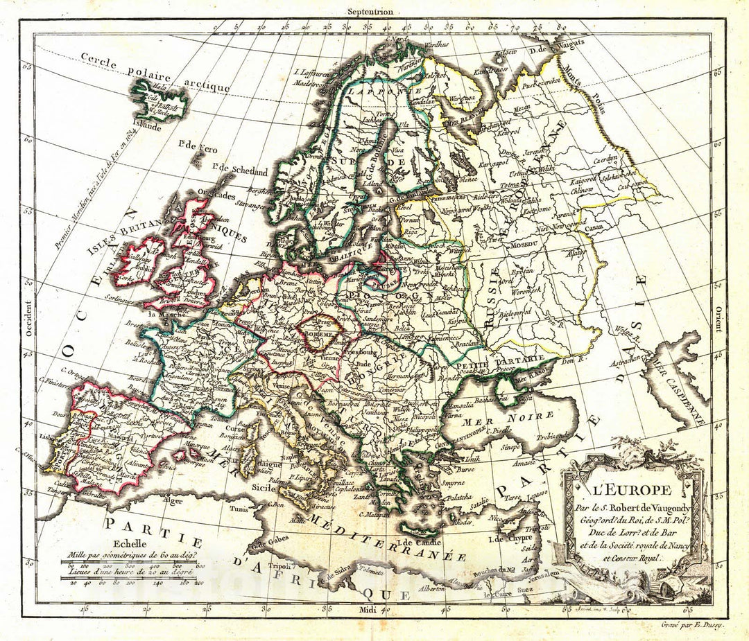 Historic Map : 1778 L'Europe : Vintage Wall Art