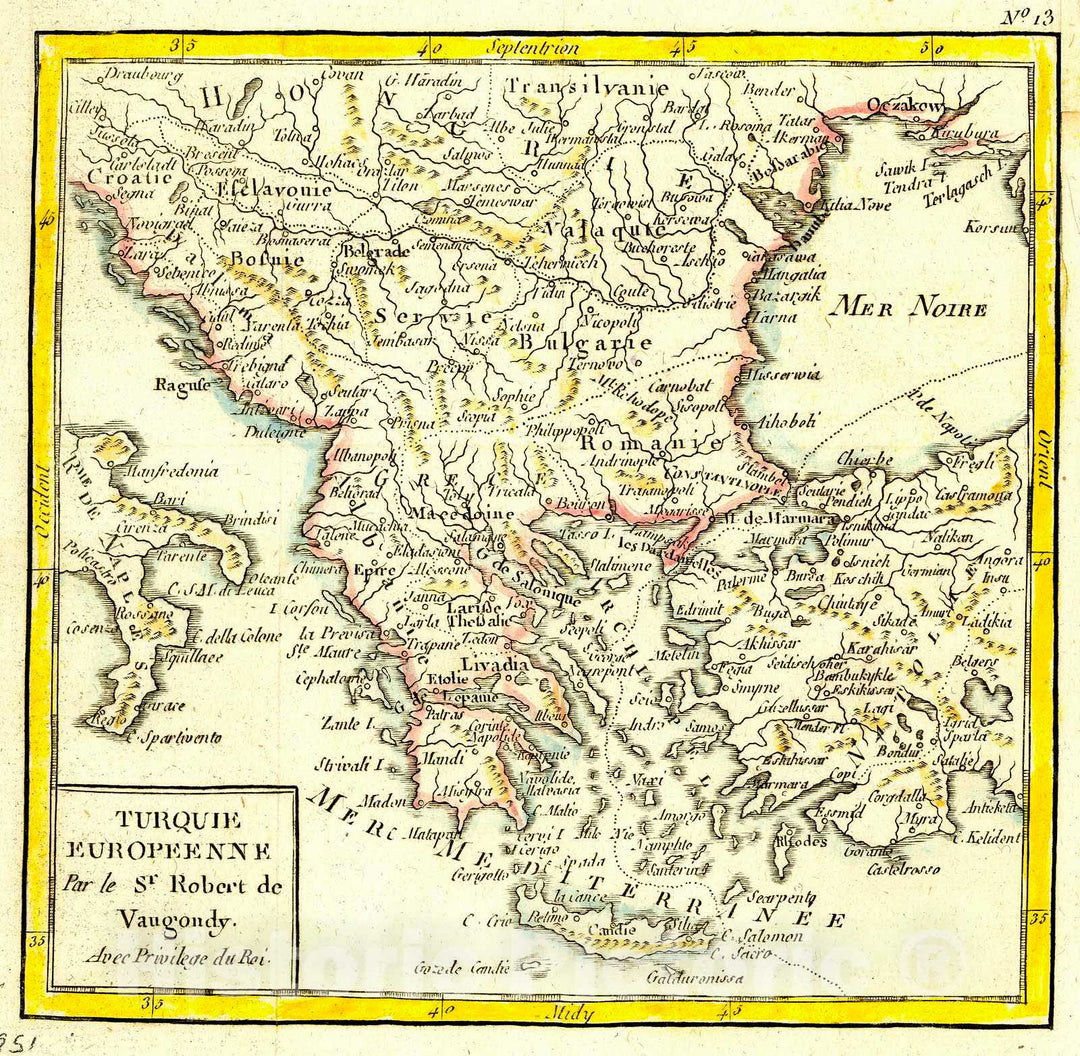 Historic Map : 1778 Turquie Europeene : Vintage Wall Art