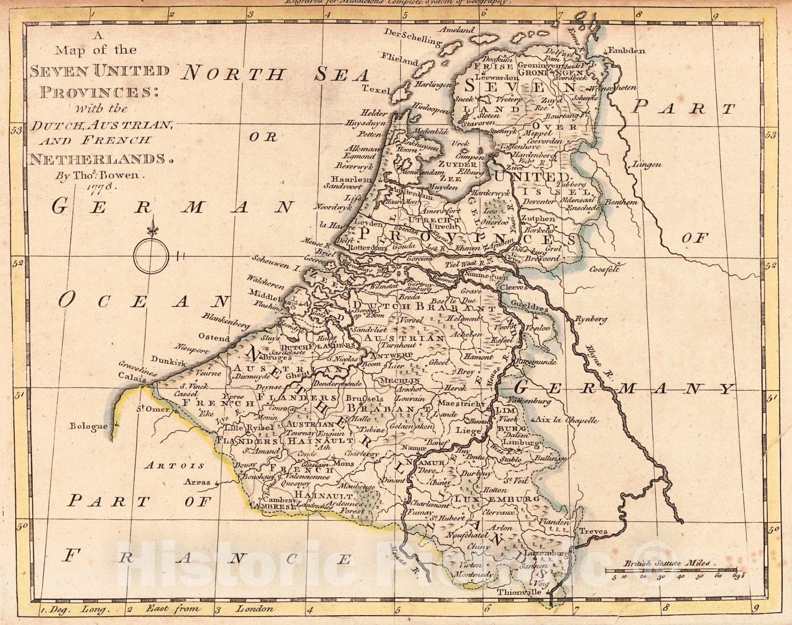 Historic Map : 1778 A Map of the Seven Provinces: with the Dutch, Austrian, and French Netherlands : Vintage Wall Art