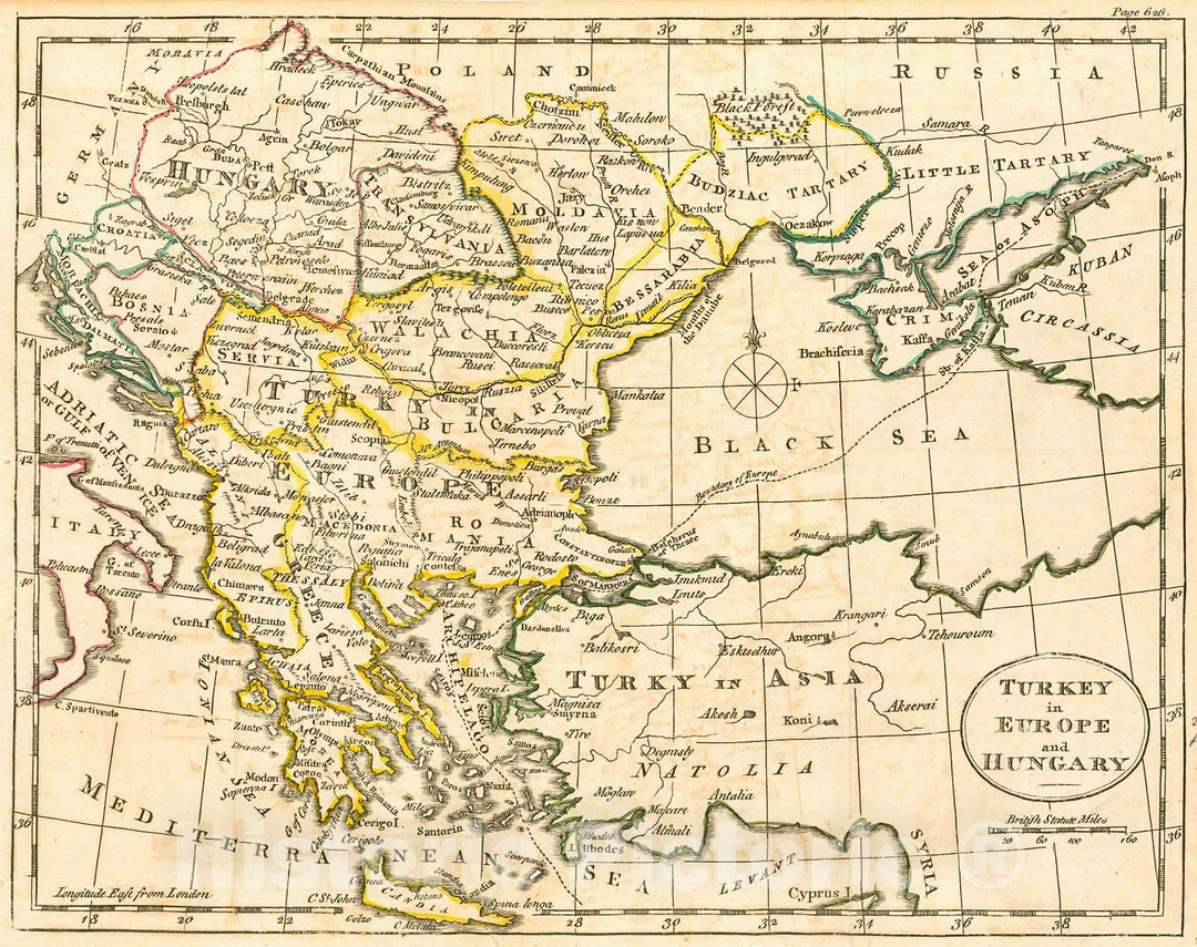 Historic Map : 1780 Turkey in Europe and Hungary : Vintage Wall Art