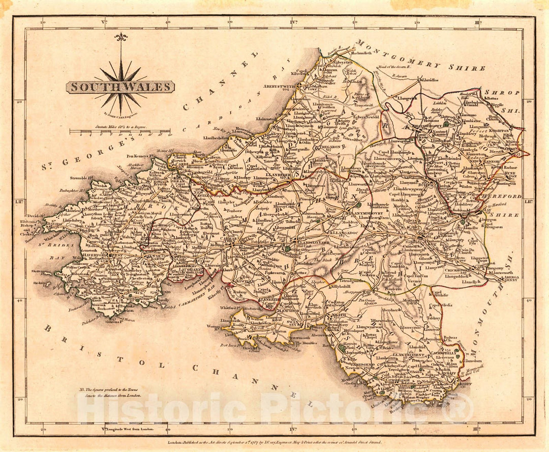 Historic Map : 1787 Southwales : Vintage Wall Art