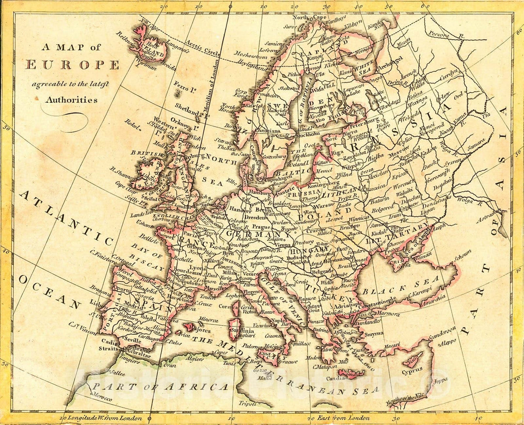 Historic Map : 1789 A Map of Europe Agreeable to the Latest Authorities : Vintage Wall Art