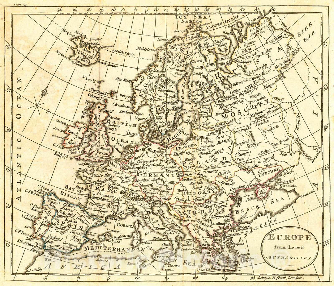 Historic Map : 1790 Europe from the best Authorities : Vintage Wall Art