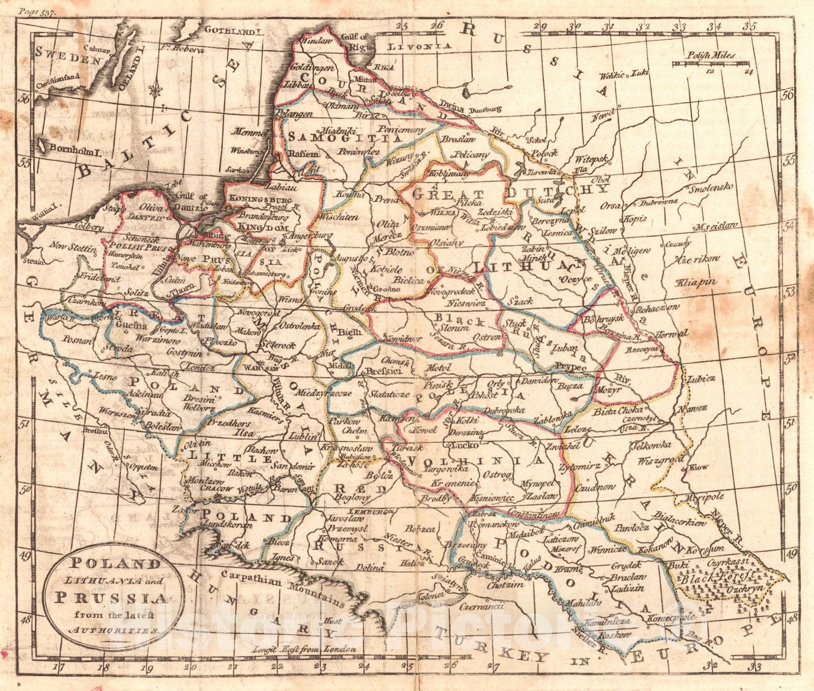 Historic Map : 1790 Poland, Lithuanua and Prussia from the latest Authorities : Vintage Wall Art