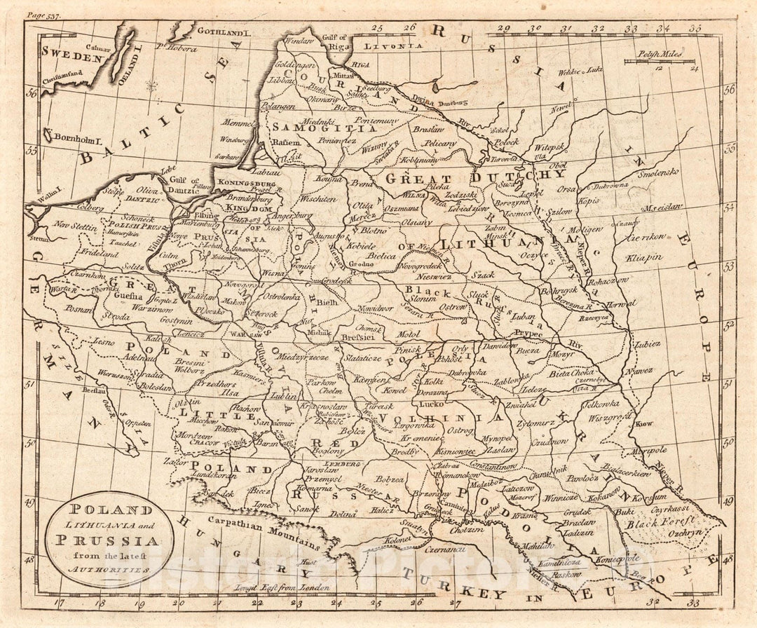 Historic Map : 1790 Poland, Lithuania, and Prussia from the latest Authorities : Vintage Wall Art