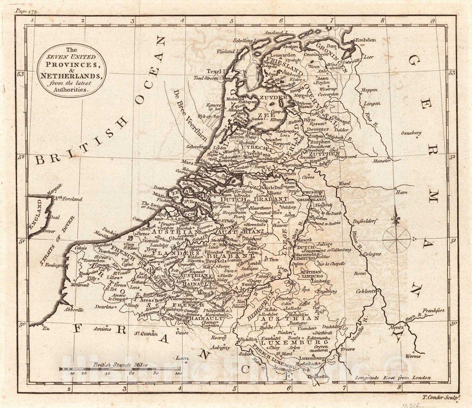 Historic Map : 1790 The Seven United Provinces & Netherlands, from the latest Authorities : Vintage Wall Art