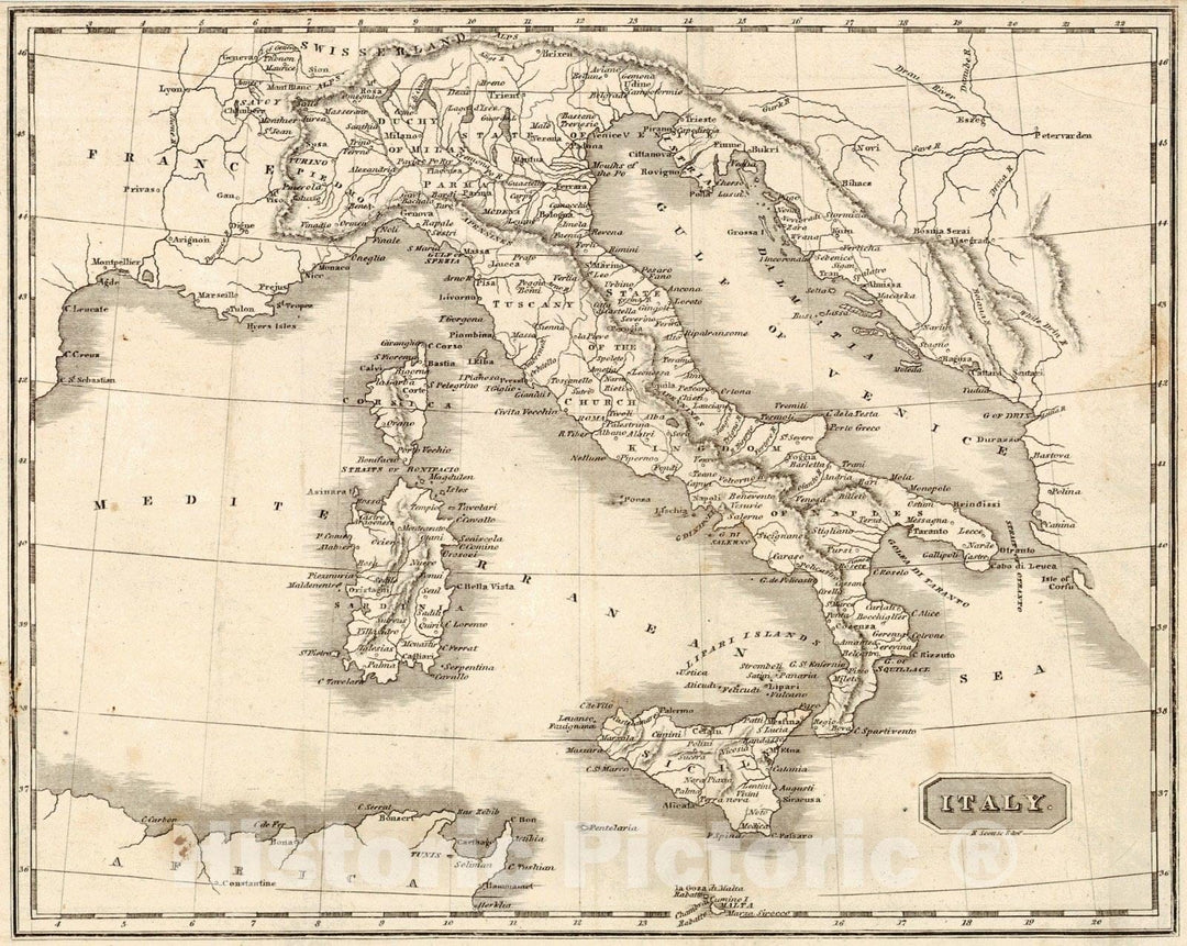 Historic Map : 1790 Italy : Vintage Wall Art