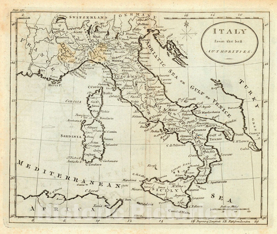 Historic Map : 1790 Italy from the Best Authorities : Vintage Wall Art