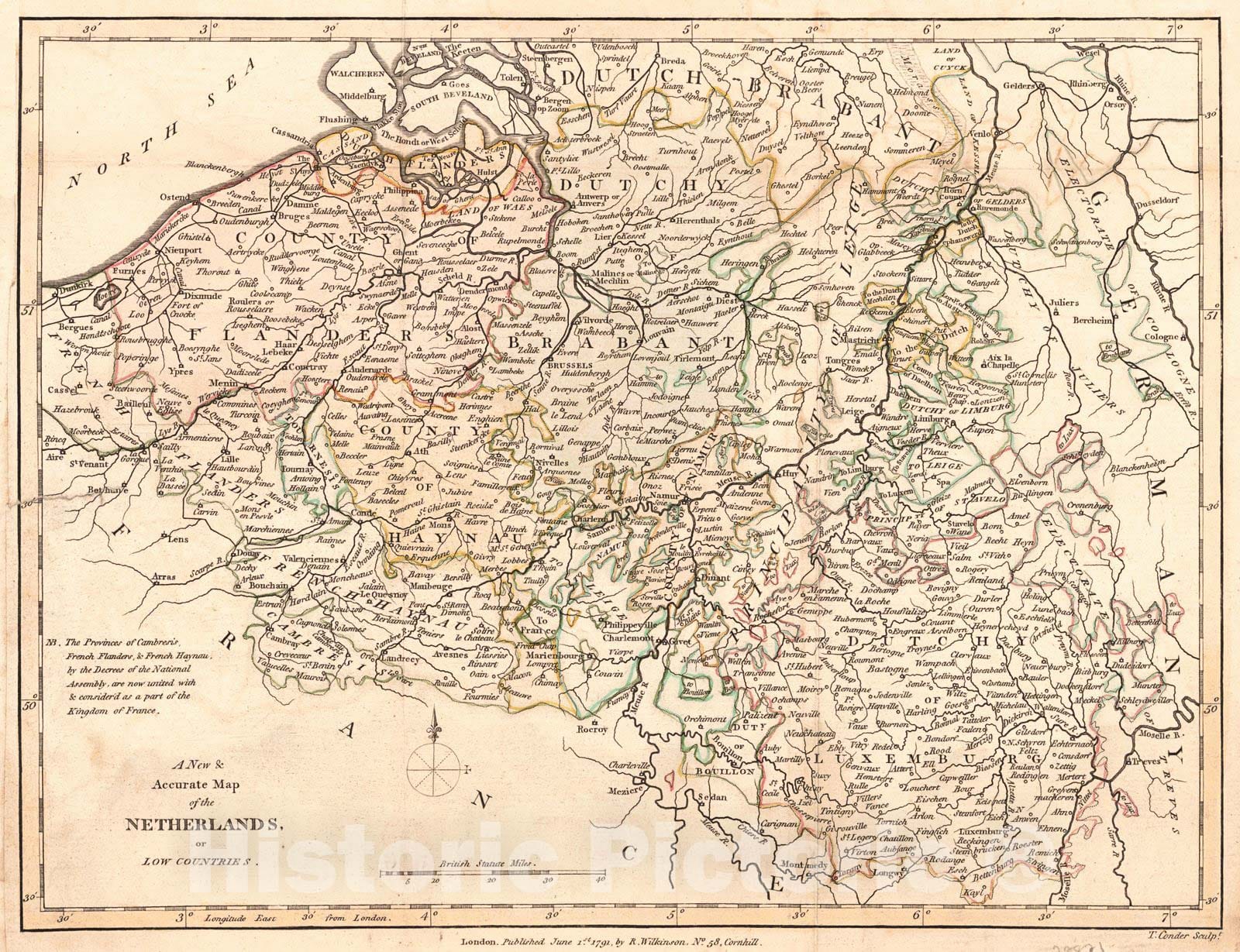 Historic Map : 1791 A New & Accurate Map of the Netherlands or Low Countries : Vintage Wall Art