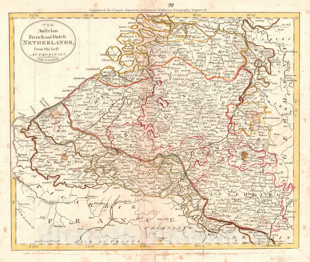 Historic Map : 1795 The Austrian, French and Dutch Netherlands, from the best Authorities : Vintage Wall Art