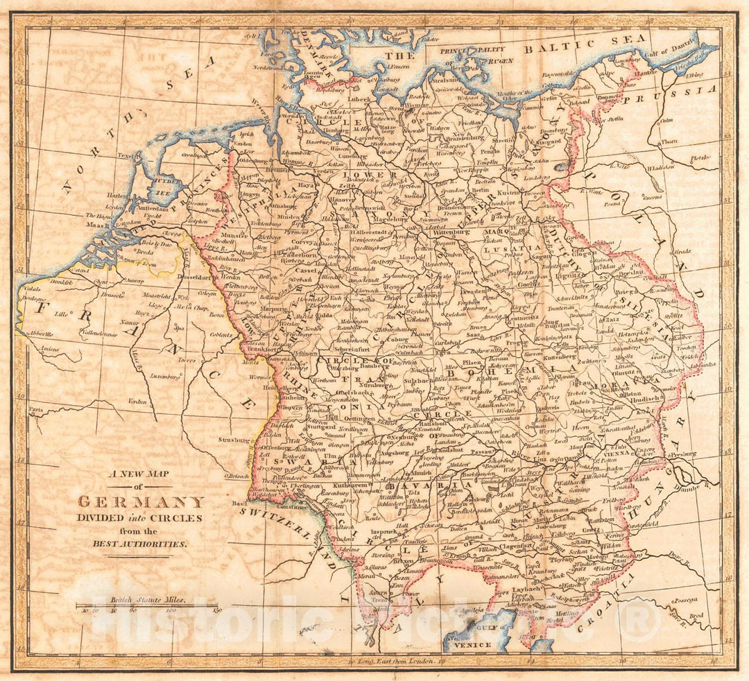 Historic Map : 1795 A New Map of Germany Divided into Circles from the Best Authorities  : Vintage Wall Art