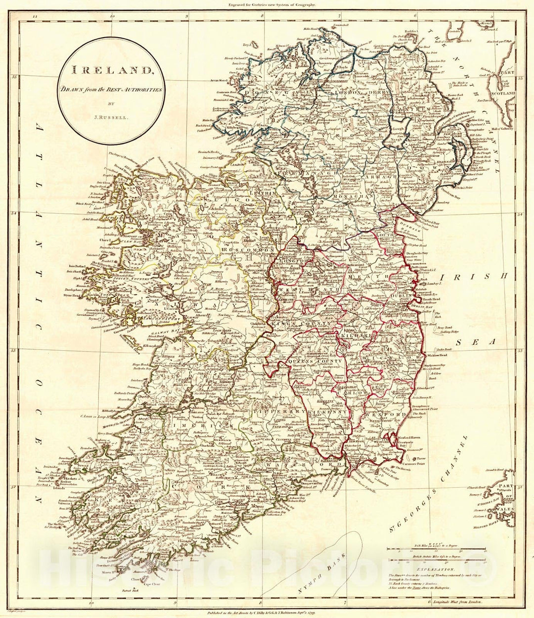 Historic Map : 1799 Ireland Drawn from the Best Authorities : Vintage Wall Art