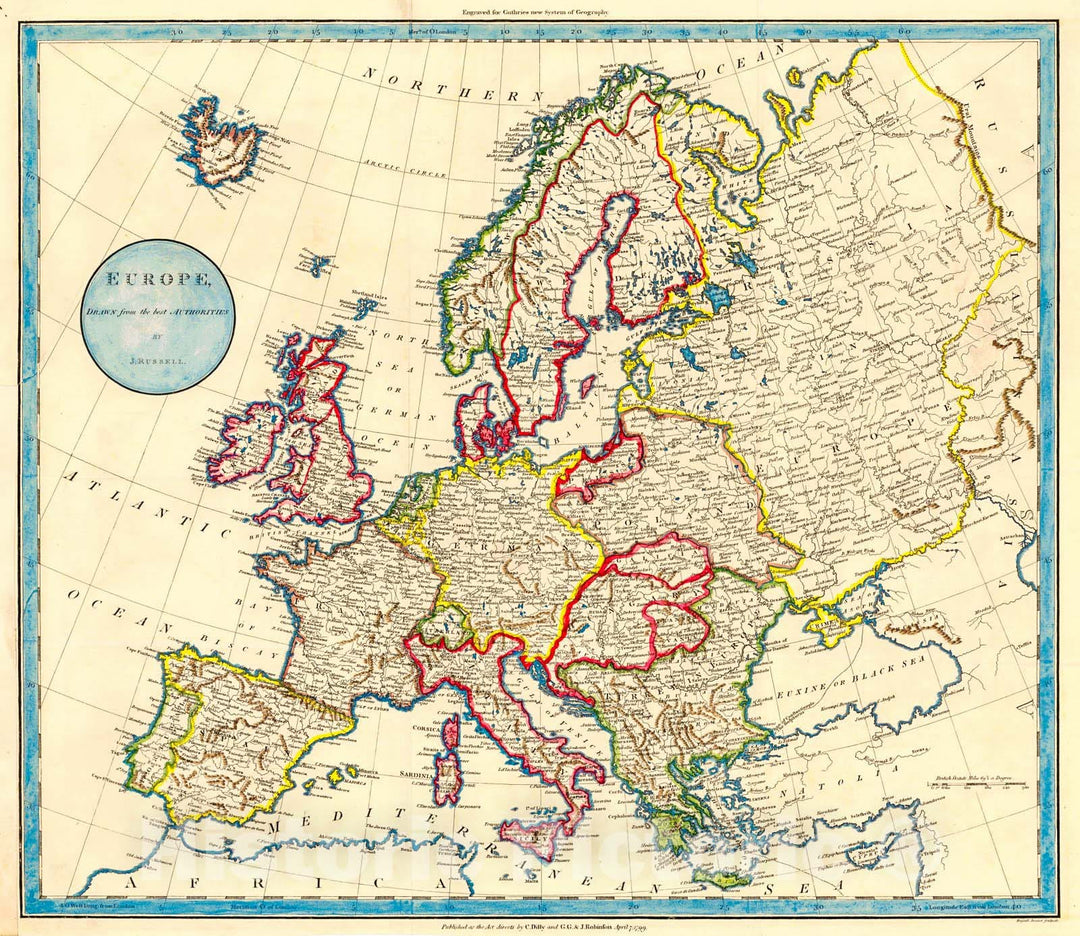 Historic Map : 1799 Europe, Drawn from the Best Authorities : Vintage Wall Art