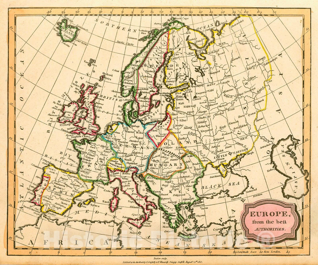 Historic Map : 1805 Europe from the Best Authorities : Vintage Wall Art