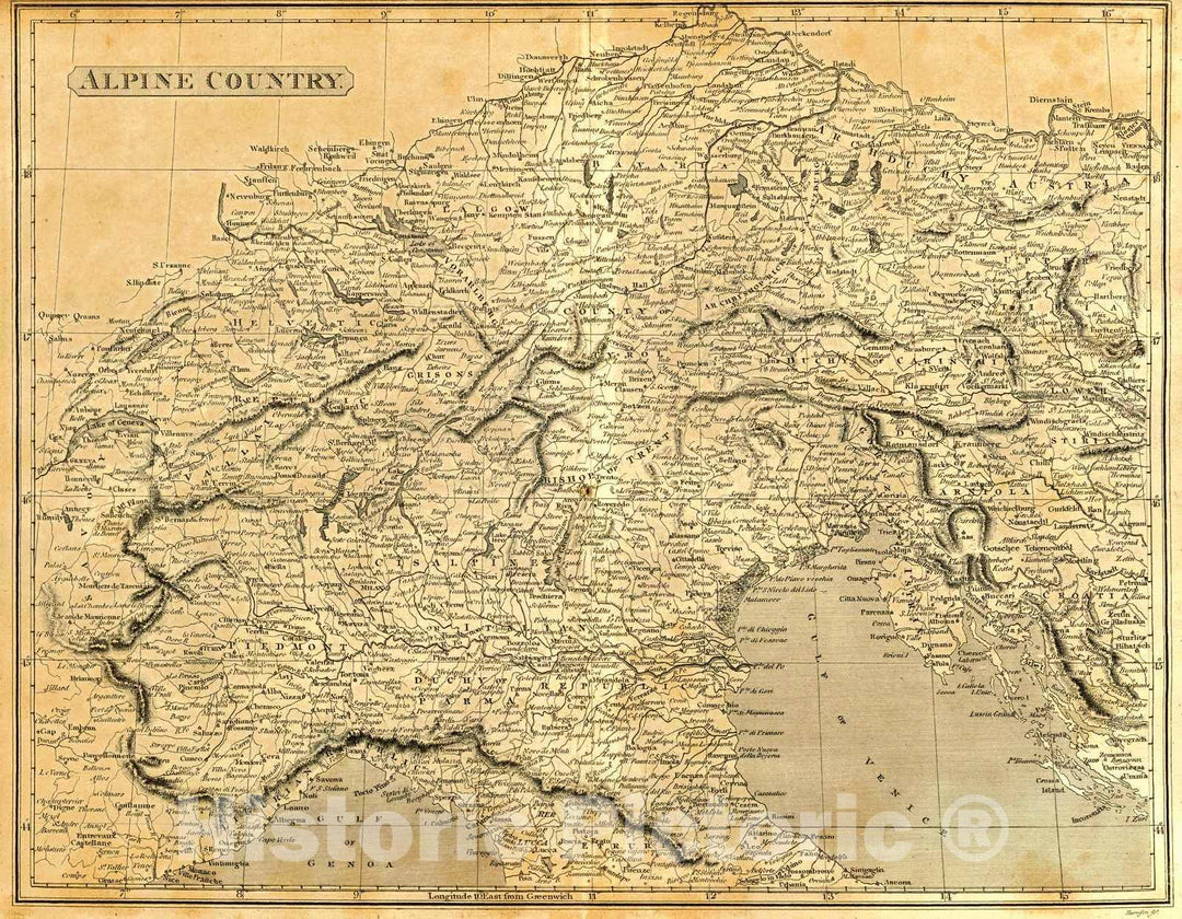 Historic Map : 1806 Alpine Country : Vintage Wall Art