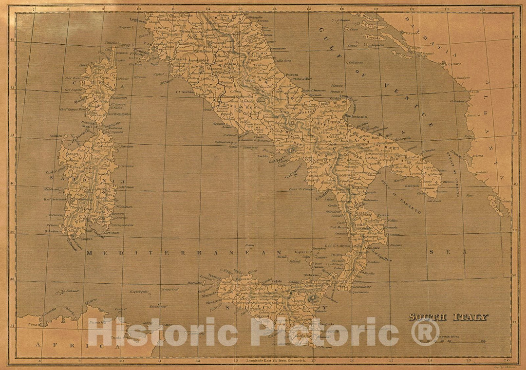 Historic Map : 1806 South Italy : Vintage Wall Art