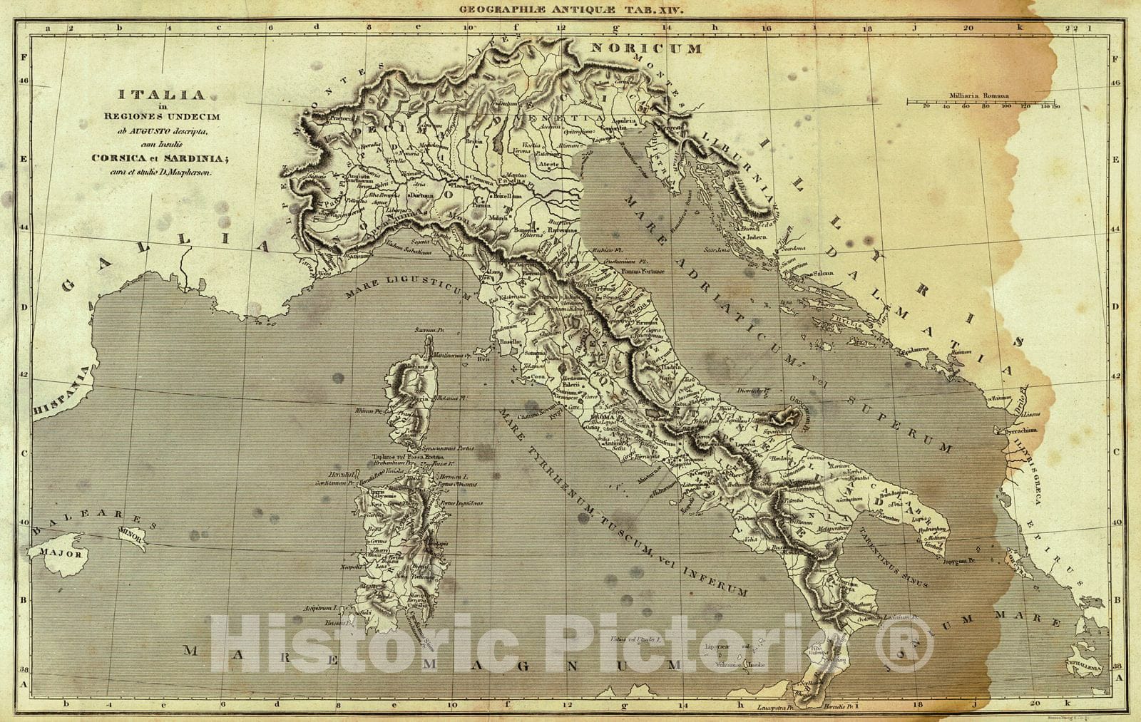 Historic Map : 1806 Italia in Regiones Undecim ab Augusto descripta cum Insulis Corsica et Sardinia  : Vintage Wall Art