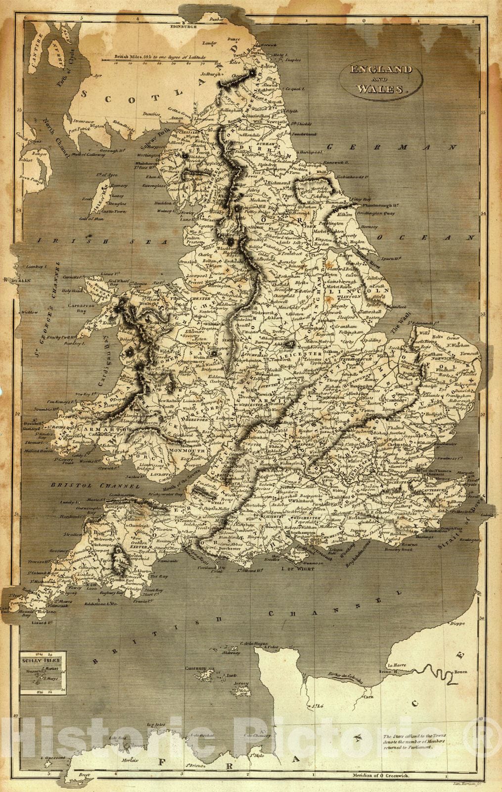 Historic Map : 1806 England and Wales : Vintage Wall Art