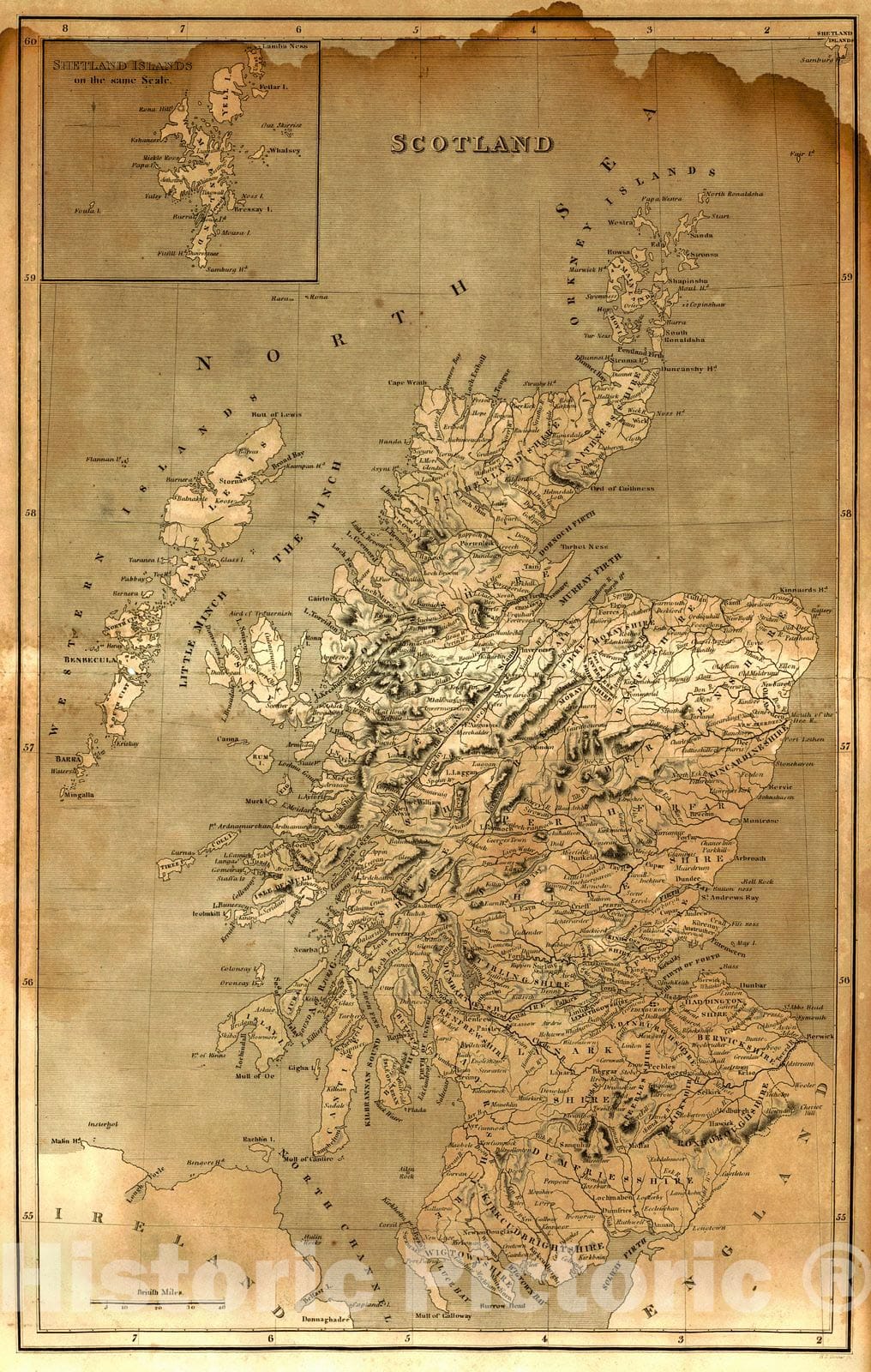 Historic Map : 1806 Scotland : Vintage Wall Art